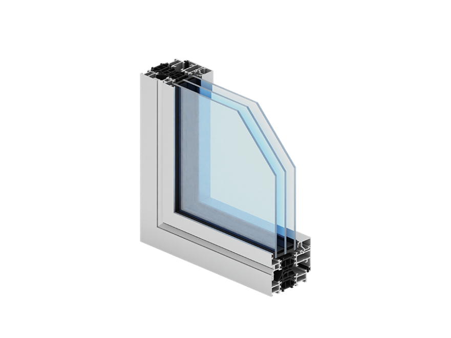 Profil Aliplast MaxLight Design, rendering 3D okna (rama, skrzydło, pakiet szybowy) (strona producenta aliplast.pl, galeria systemu MaxLight Design (16.09.2026))