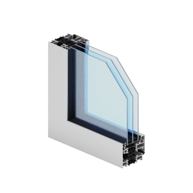 Profil Aliplast MaxLight Invisible, rendering 3D okna (rama, skrzydło, pakiet szybowy) (strona producenta aliplast.pl, galeria systemu MaxLight Invisible (16.09.2026))