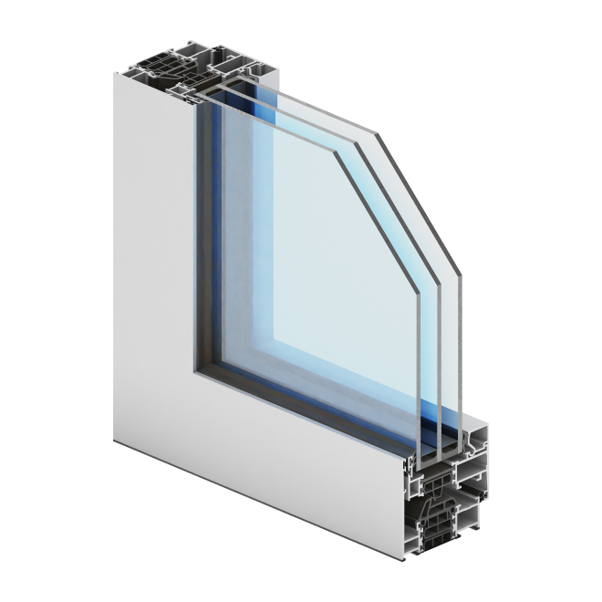 Profil Aliplast Superial SU (ukryte skrzydło), rendering 3D okna z ukrytym skrzydłem (strona producenta aliplast.pl, galeria systemu Superial SU (16.09.2026))