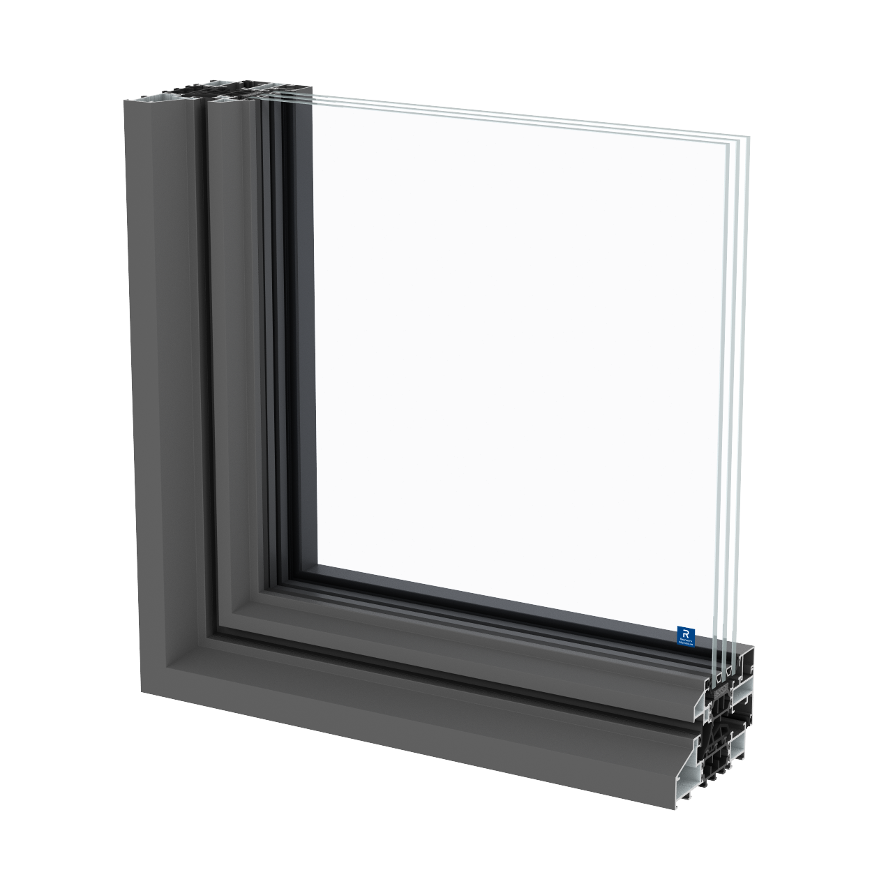 Profil Reynaers SlimLine 38, rendering narożnika okna, wariant Classic (strona producenta reynaers.pl, SlimLine 38 (16.09.2026))