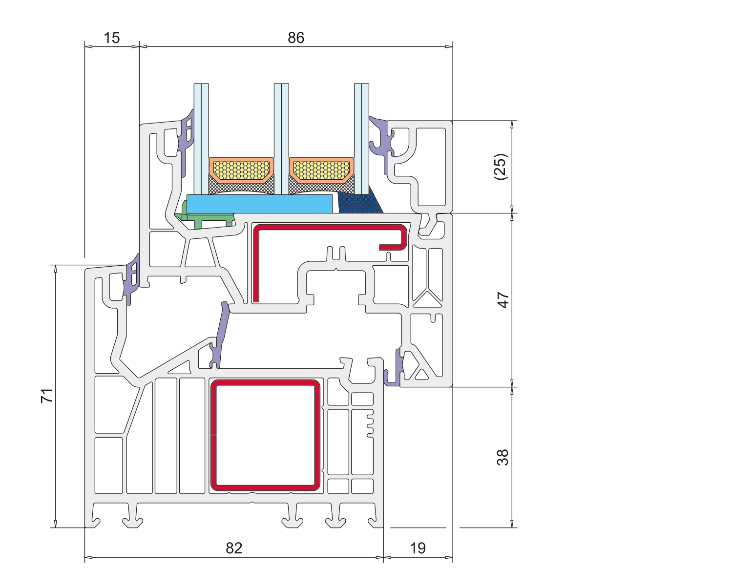Veka Pure 82: przekrój systemu